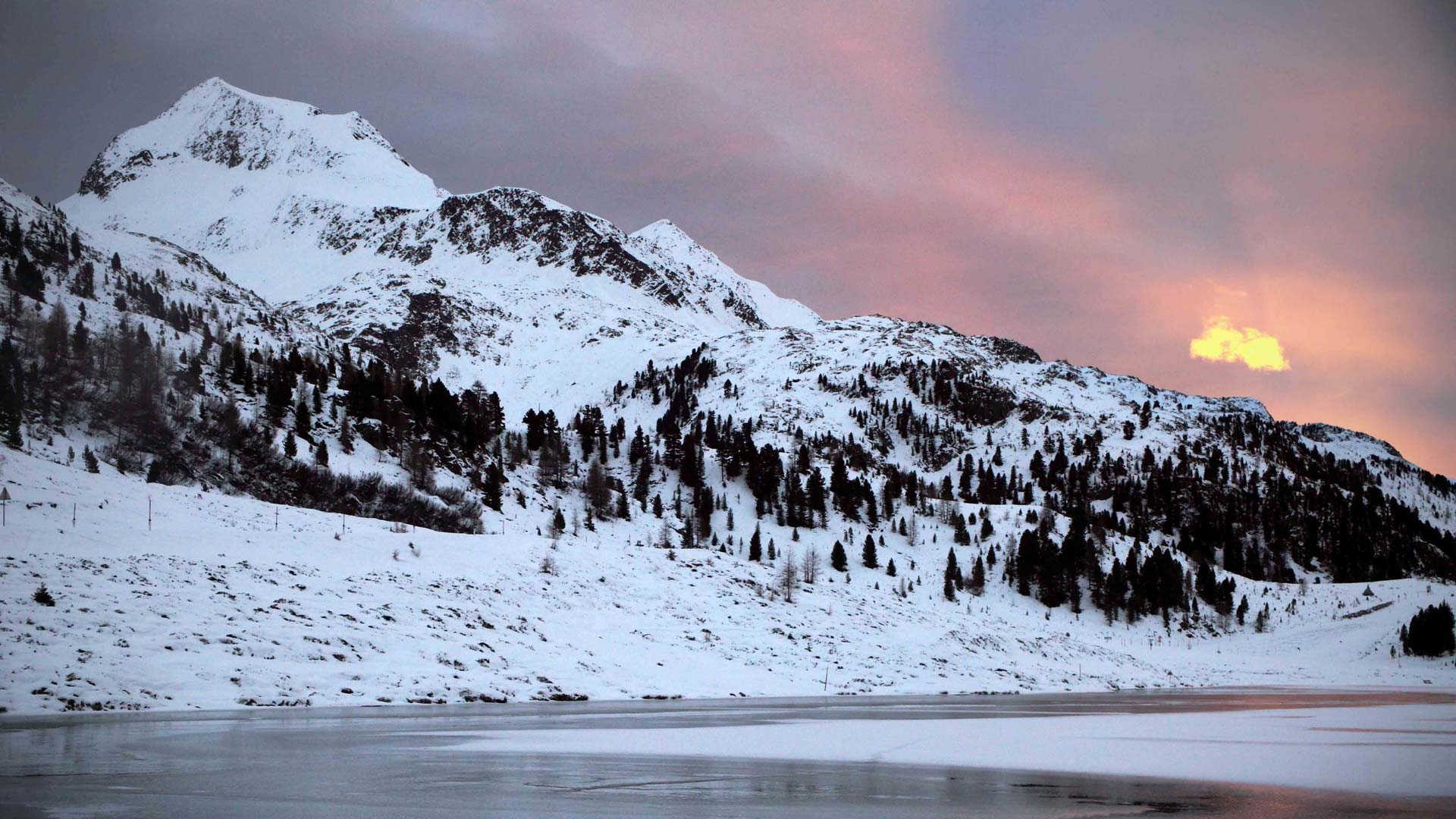 06 Haus Even - Defereggen - Obersee mit Sonnenuntergang - Winter