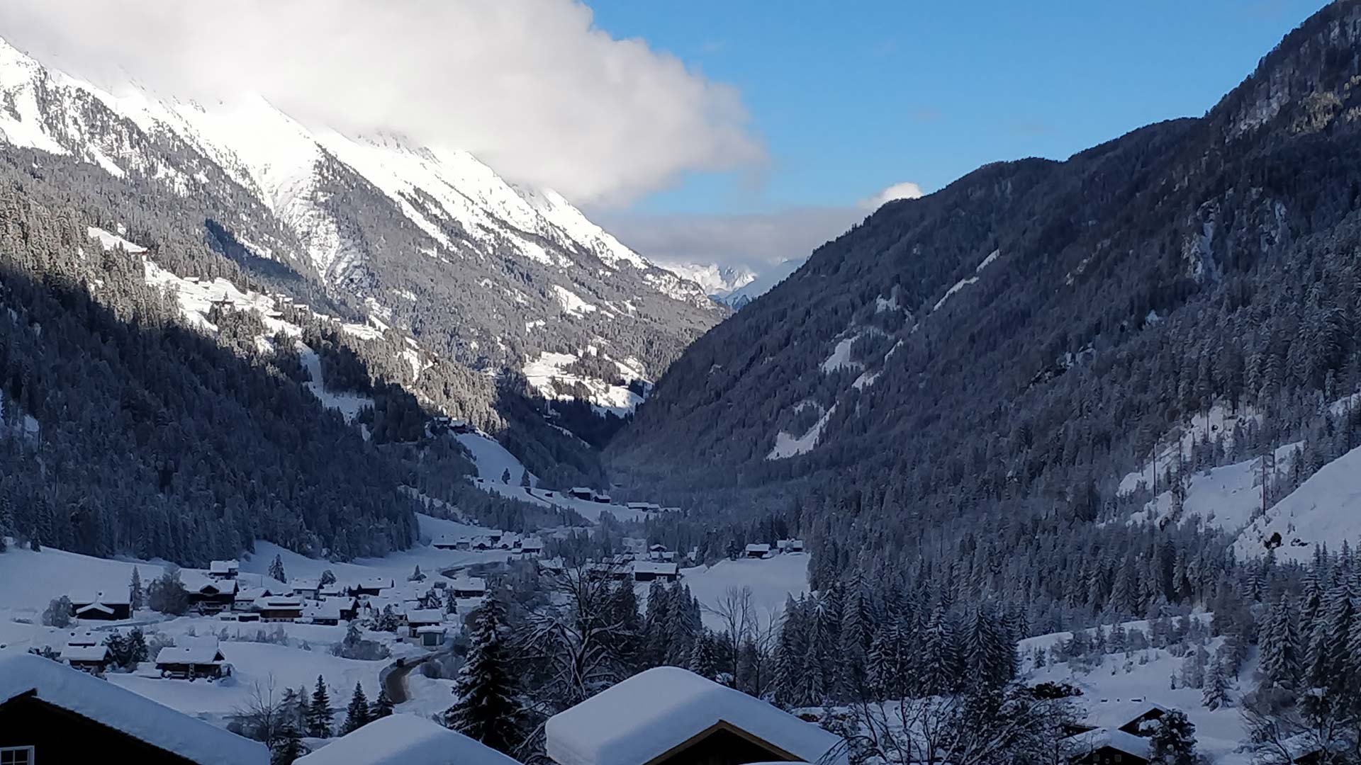 50 Haus Even - Defereggem - Blick von Feistritz in Richtung Haus Even - Winter